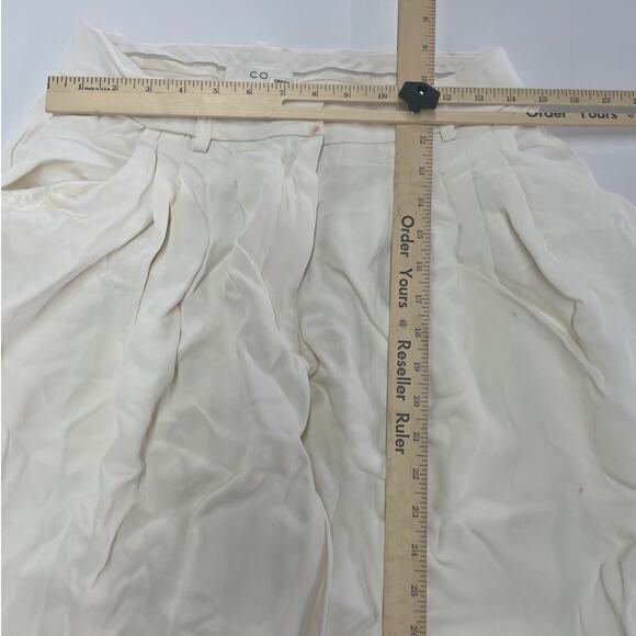 Co Pants Womens 8 White Draped Pocket Trousers High Rise Pleated - Picture 8 of 13